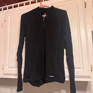 L.L. Bean 100% Merino Wool midweight base layer Black Long Sleeve Top  midweight